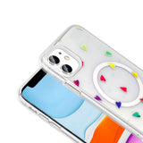 Apple iPhone 11 Kılıf M-Safe Şarj Özellikli Şeffaf Zore Folk Sert Kapak Papatya