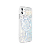 Apple iPhone 11 Kılıf M-Safe Şarj Özellikli Şeffaf Zore Folk Sert Kapak Kalp
