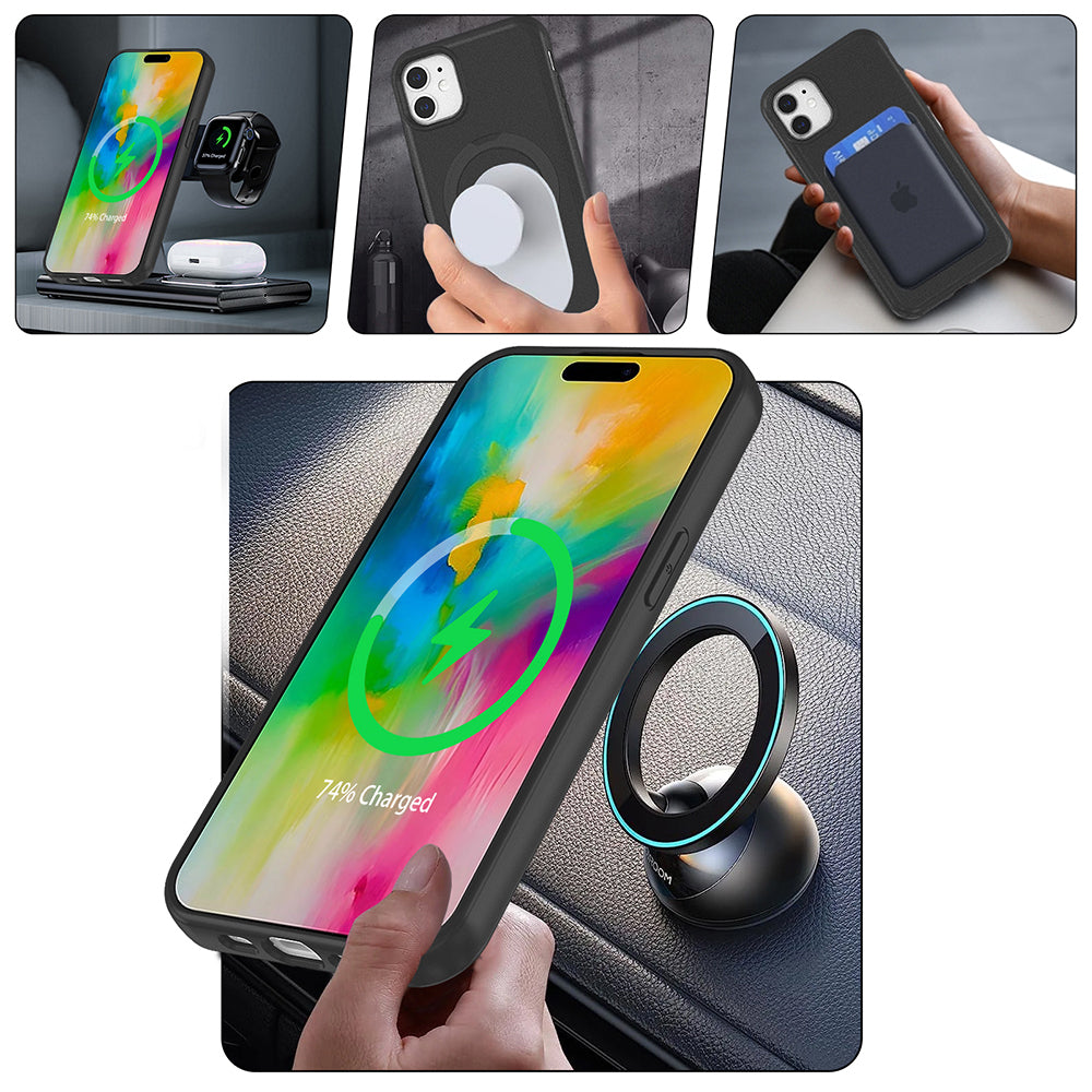 Apple iPhone 11 Kılıf M-safe Şarj Özellikli Standlı Zore Samara Kapak Lila
