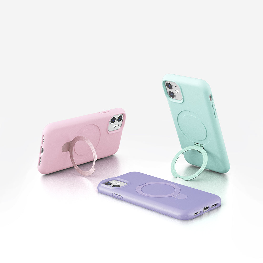 Apple iPhone 11 Kılıf M-safe Şarj Özellikli Standlı Zore Samara Kapak Desert Gold