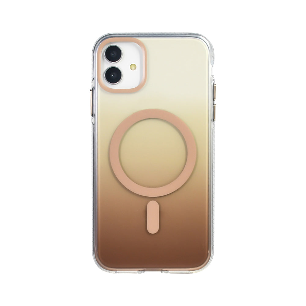Apple iPhone 11 Kılıf M-safe Şarj Özellikli Transparan Renk Geçişli Zore Toros Kapak Rose Gold