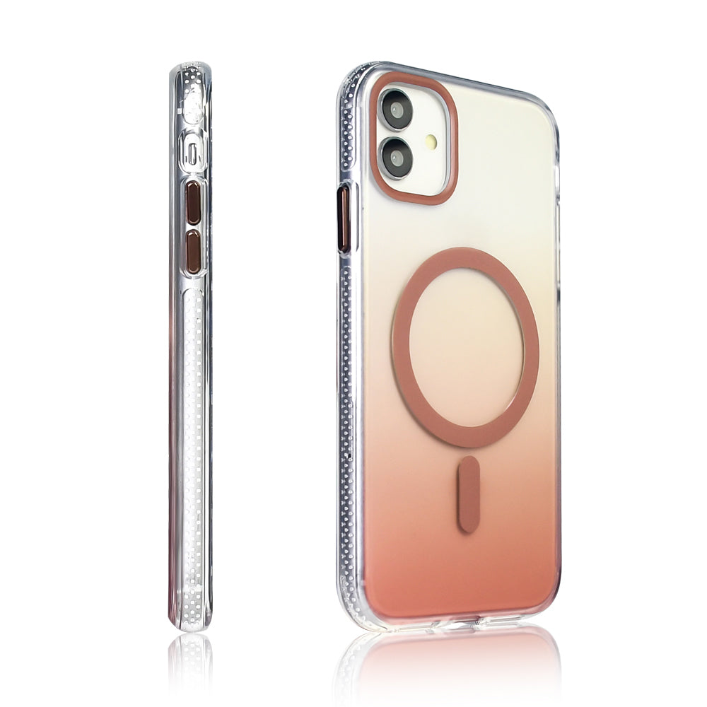 Apple iPhone 11 Kılıf M-safe Şarj Özellikli Transparan Renk Geçişli Zore Toros Kapak Gold