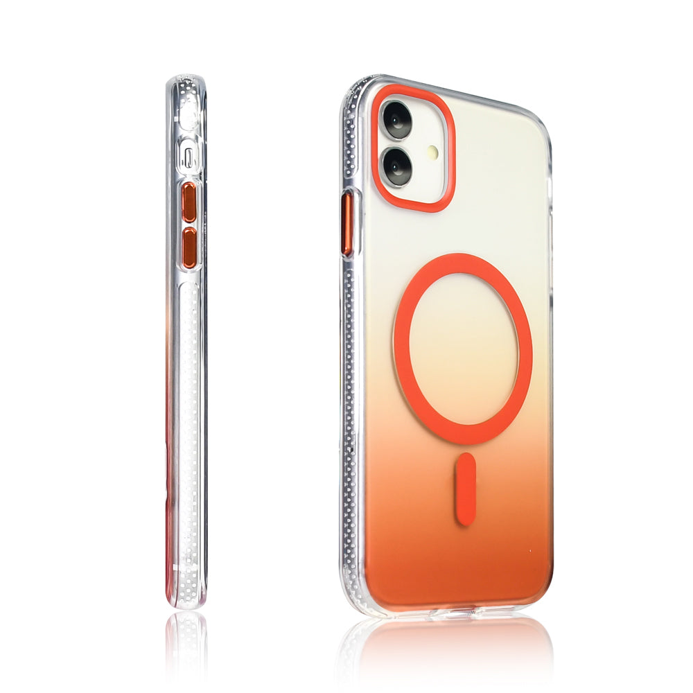 Apple iPhone 11 Kılıf M-safe Şarj Özellikli Transparan Renk Geçişli Zore Toros Kapak Gold