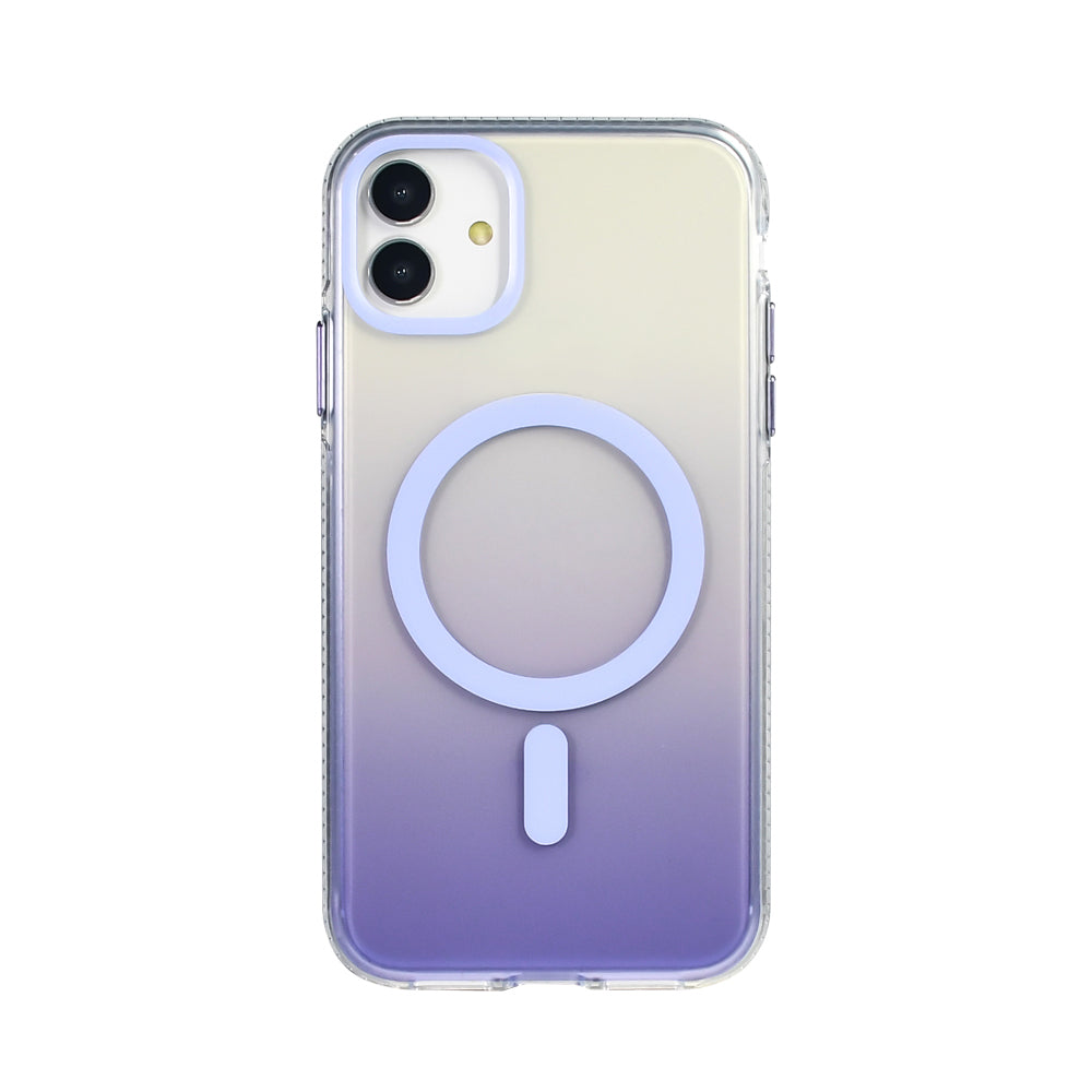 Apple iPhone 11 Kılıf M-safe Şarj Özellikli Transparan Renk Geçişli Zore Toros Kapak Gri