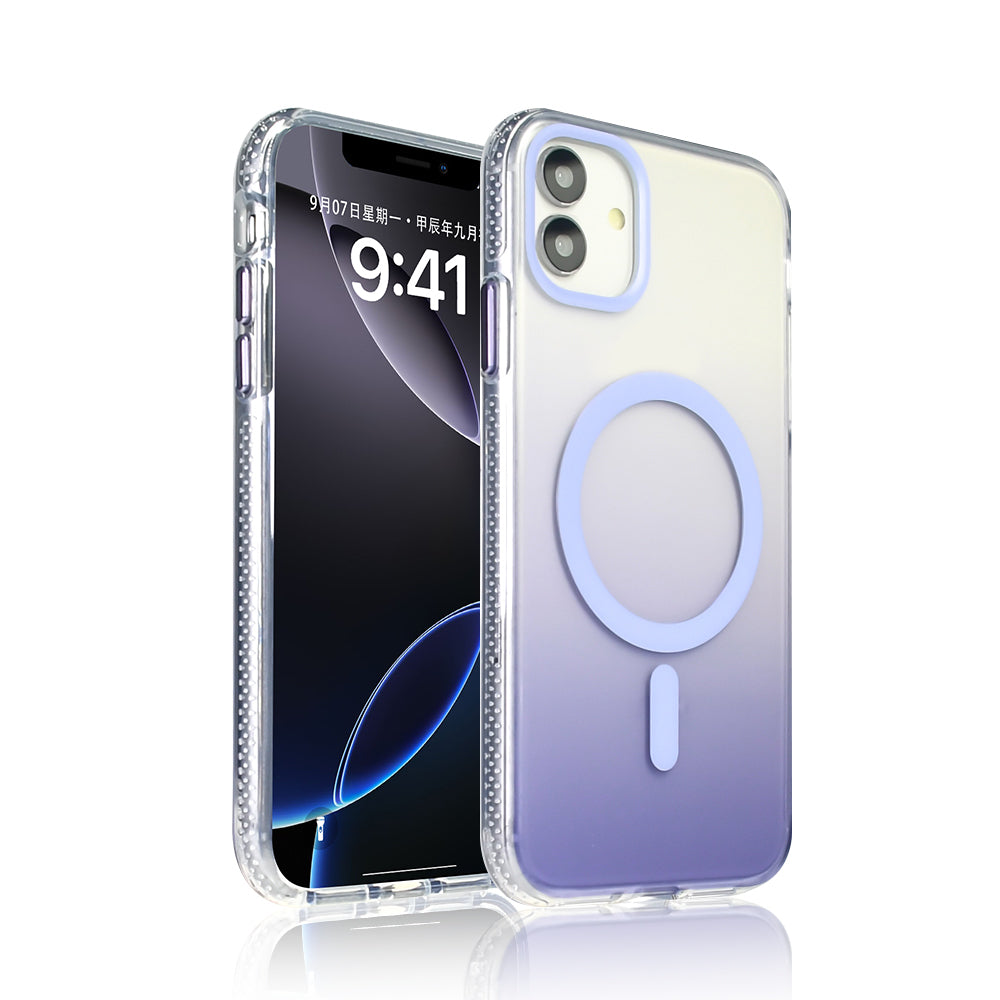 Apple iPhone 11 Kılıf M-safe Şarj Özellikli Transparan Renk Geçişli Zore Toros Kapak Rose Gold