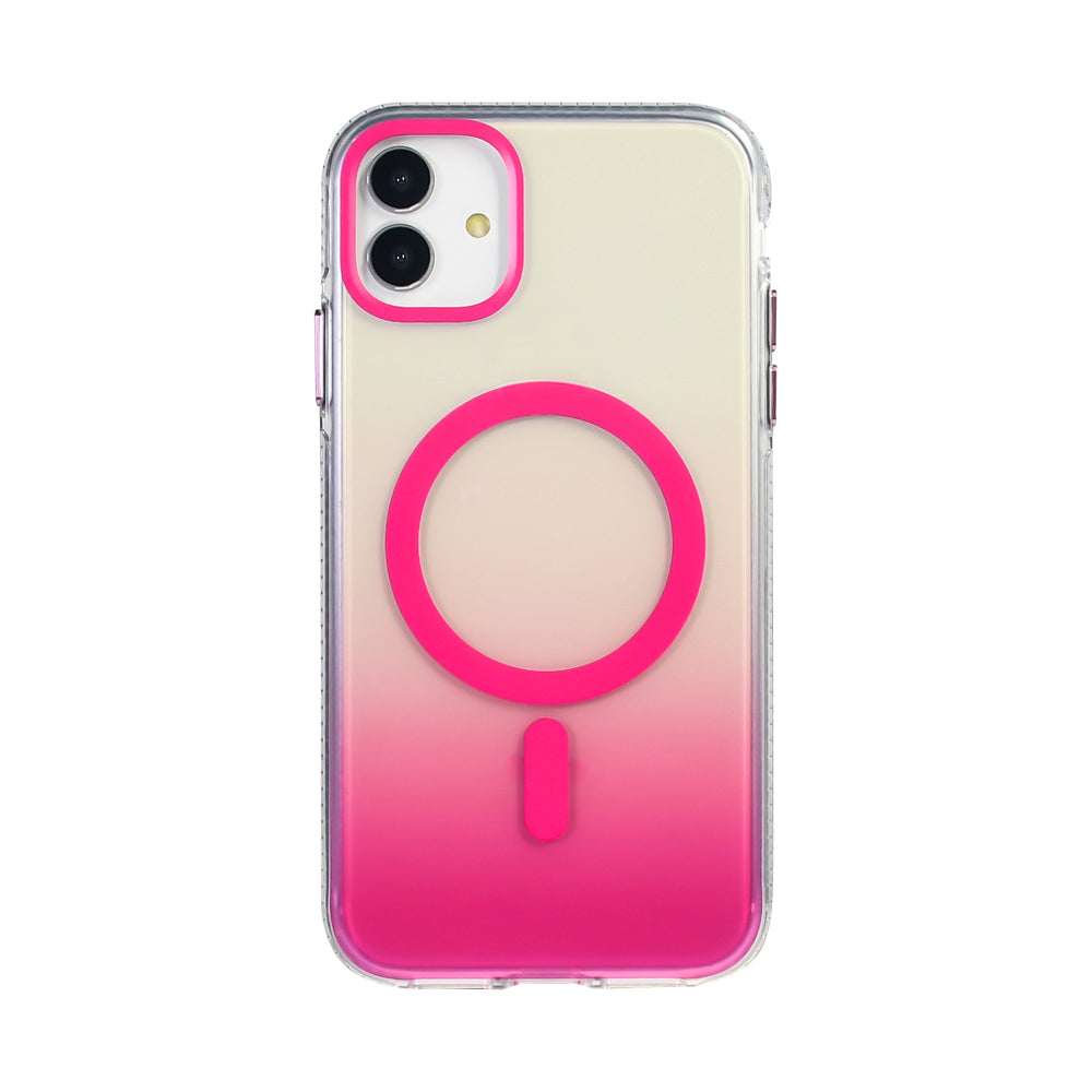 Apple iPhone 11 Kılıf M-safe Şarj Özellikli Transparan Renk Geçişli Zore Toros Kapak Rose Gold
