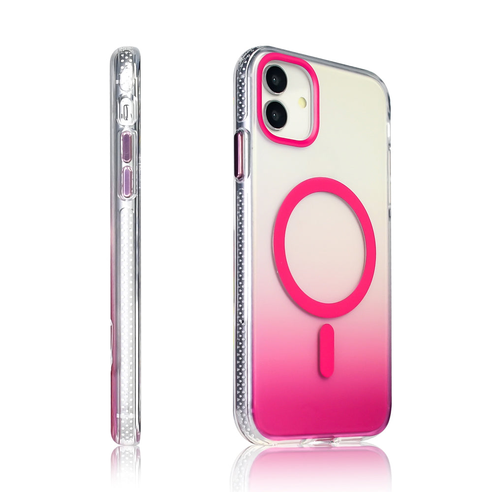 Apple iPhone 11 Kılıf M-safe Şarj Özellikli Transparan Renk Geçişli Zore Toros Kapak Rose Gold