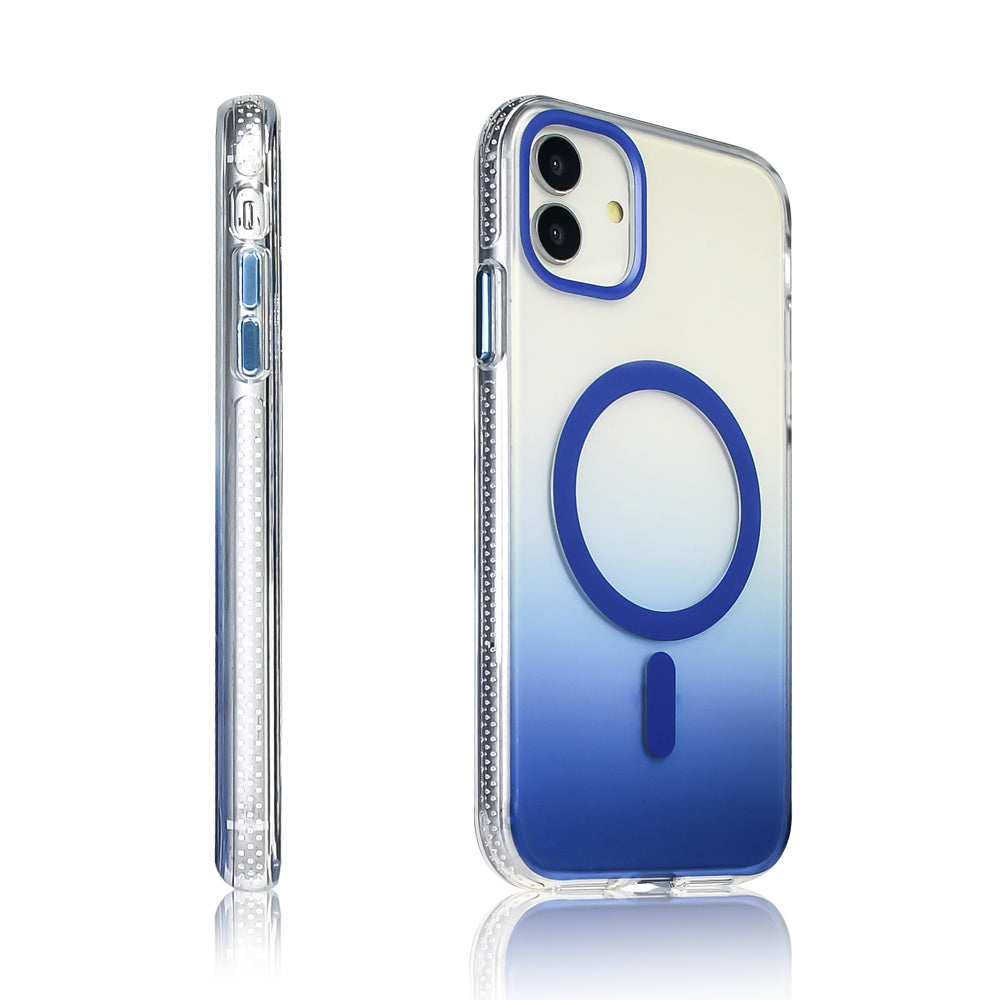 Apple iPhone 11 Kılıf M-safe Şarj Özellikli Transparan Renk Geçişli Zore Toros Kapak Gold