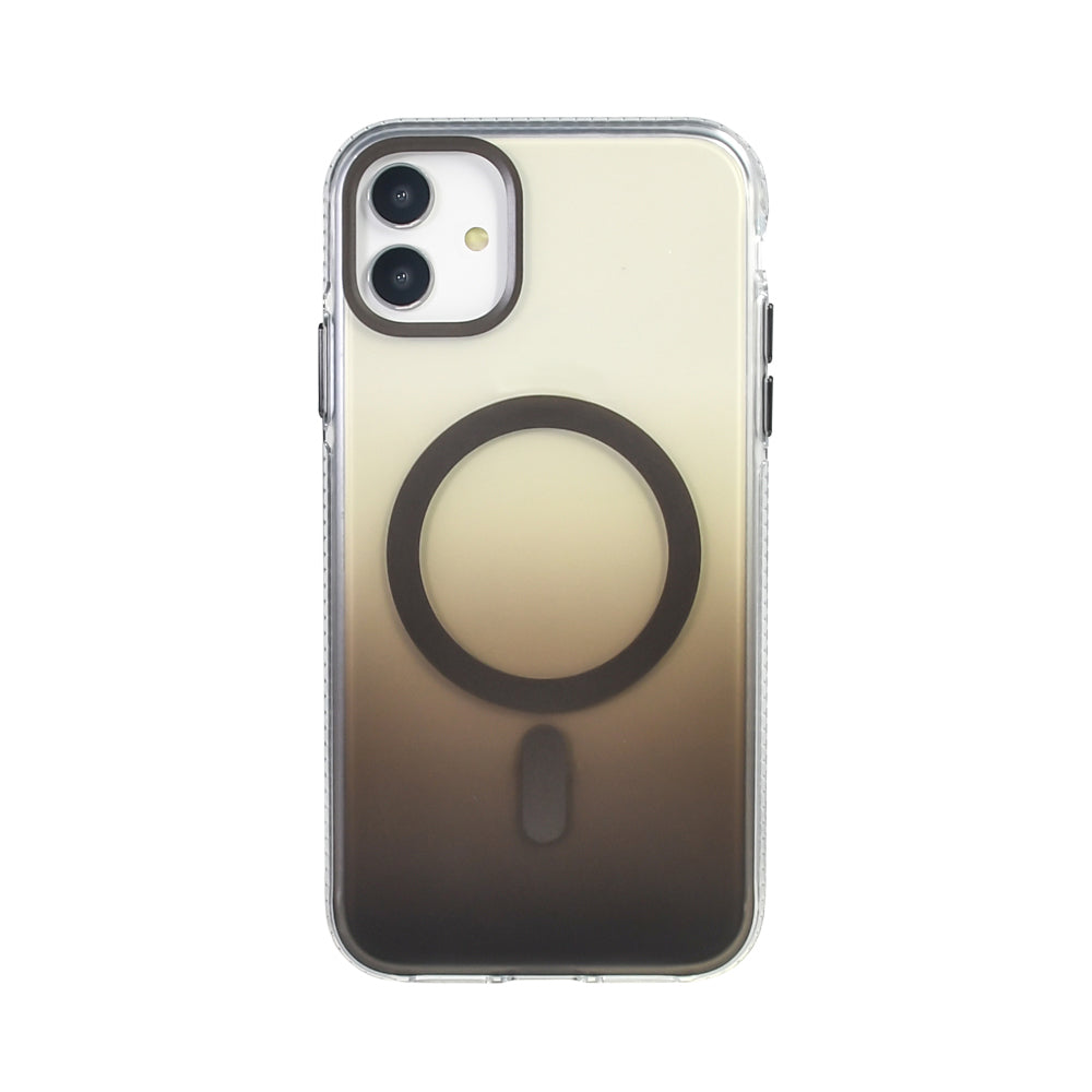 Apple iPhone 11 Kılıf M-safe Şarj Özellikli Transparan Renk Geçişli Zore Toros Kapak Gold
