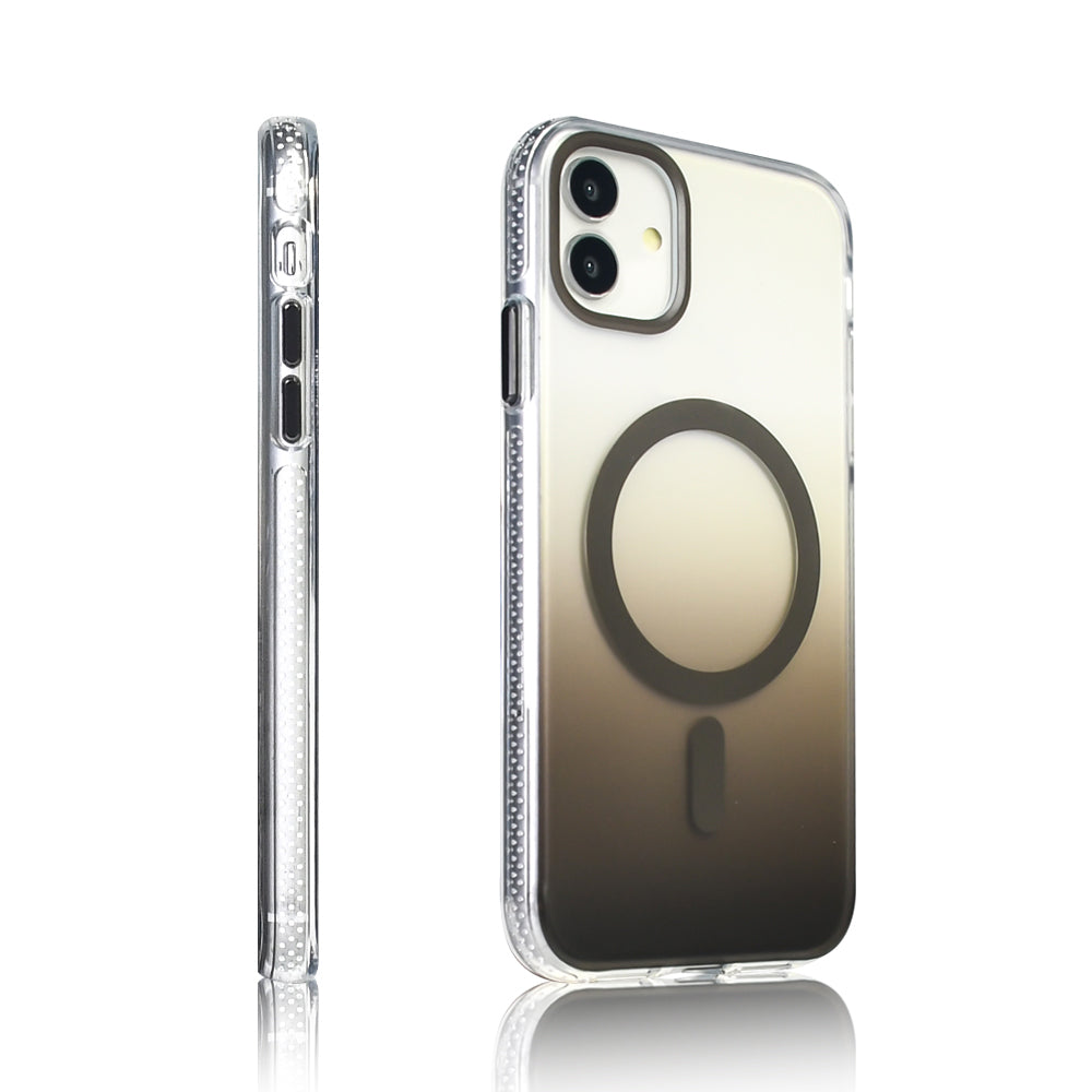Apple iPhone 11 Kılıf M-safe Şarj Özellikli Transparan Renk Geçişli Zore Toros Kapak Rose Gold