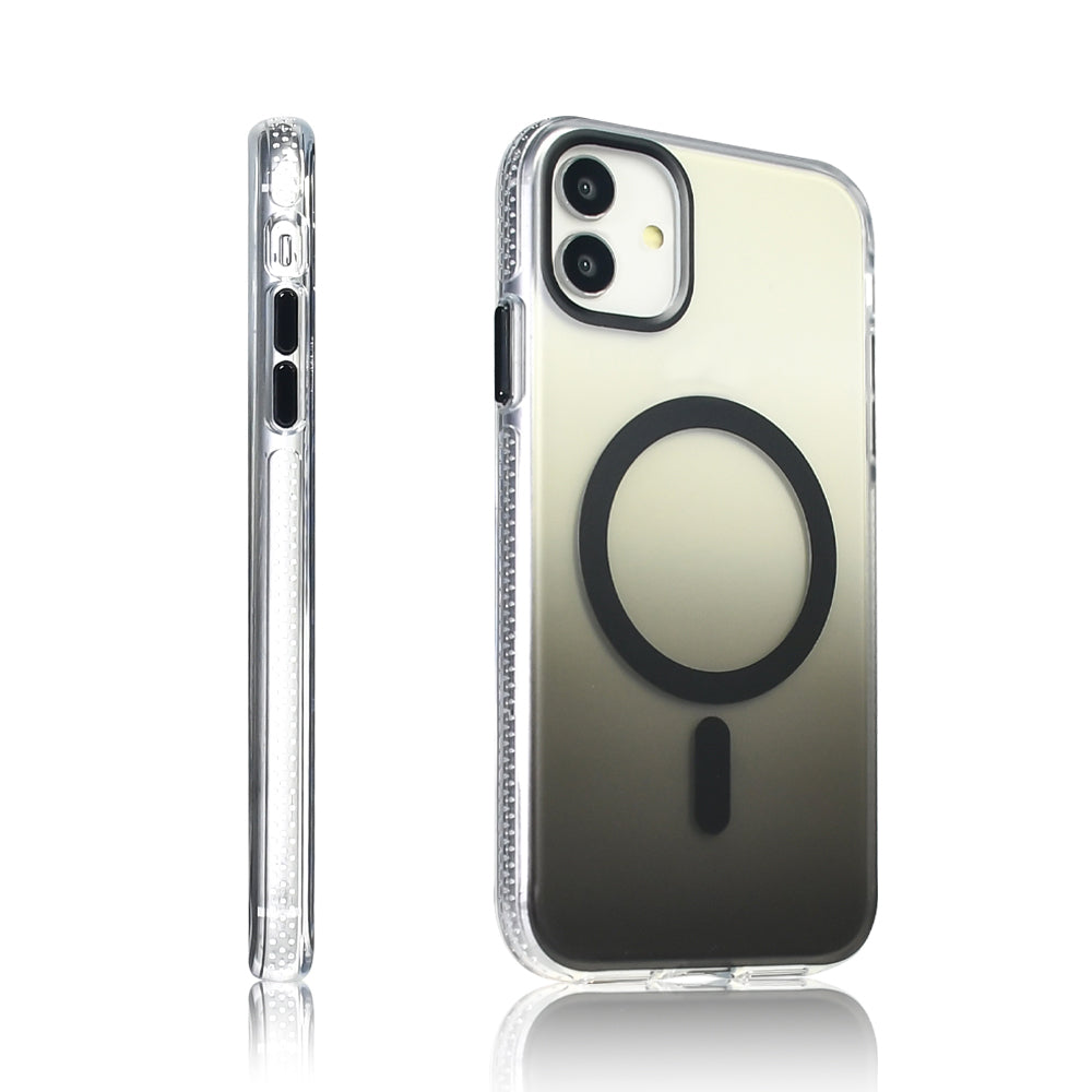 Apple iPhone 11 Kılıf M-safe Şarj Özellikli Transparan Renk Geçişli Zore Toros Kapak Gold