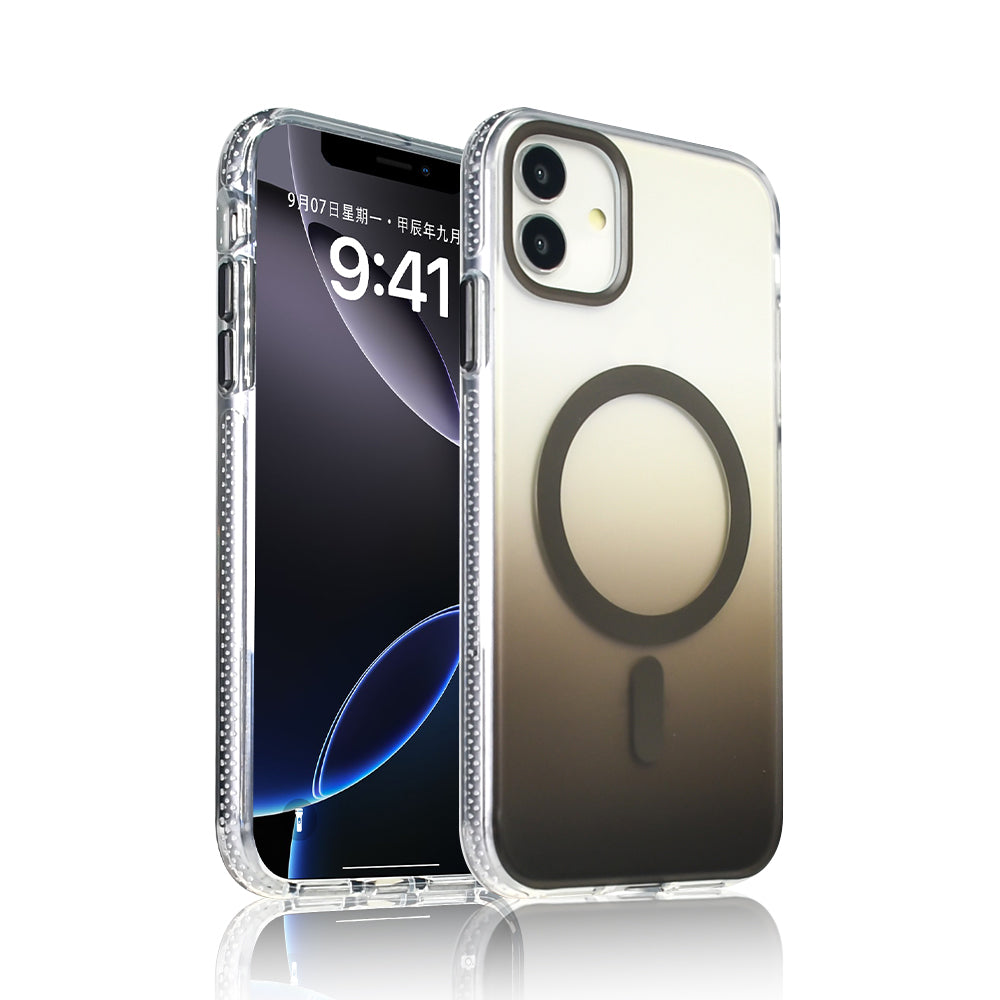 Apple iPhone 11 Kılıf M-safe Şarj Özellikli Transparan Renk Geçişli Zore Toros Kapak Gri