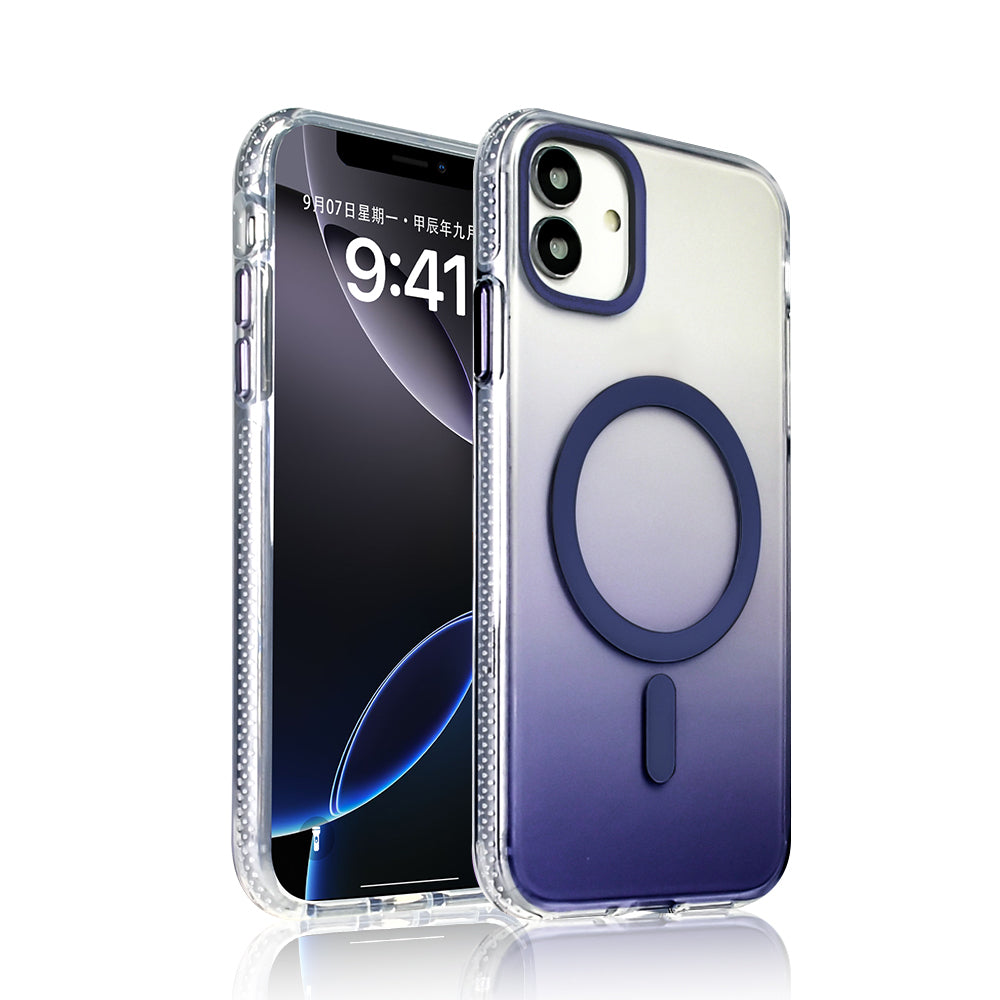 Apple iPhone 11 Kılıf M-safe Şarj Özellikli Transparan Renk Geçişli Zore Toros Kapak Mor