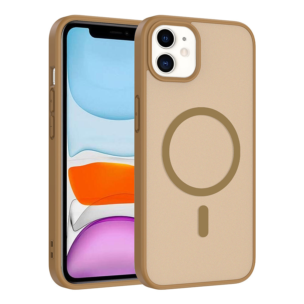 Apple iPhone 11 Kılıf M-safe Şarj Özellikli Babet Kapak Desert Gold
