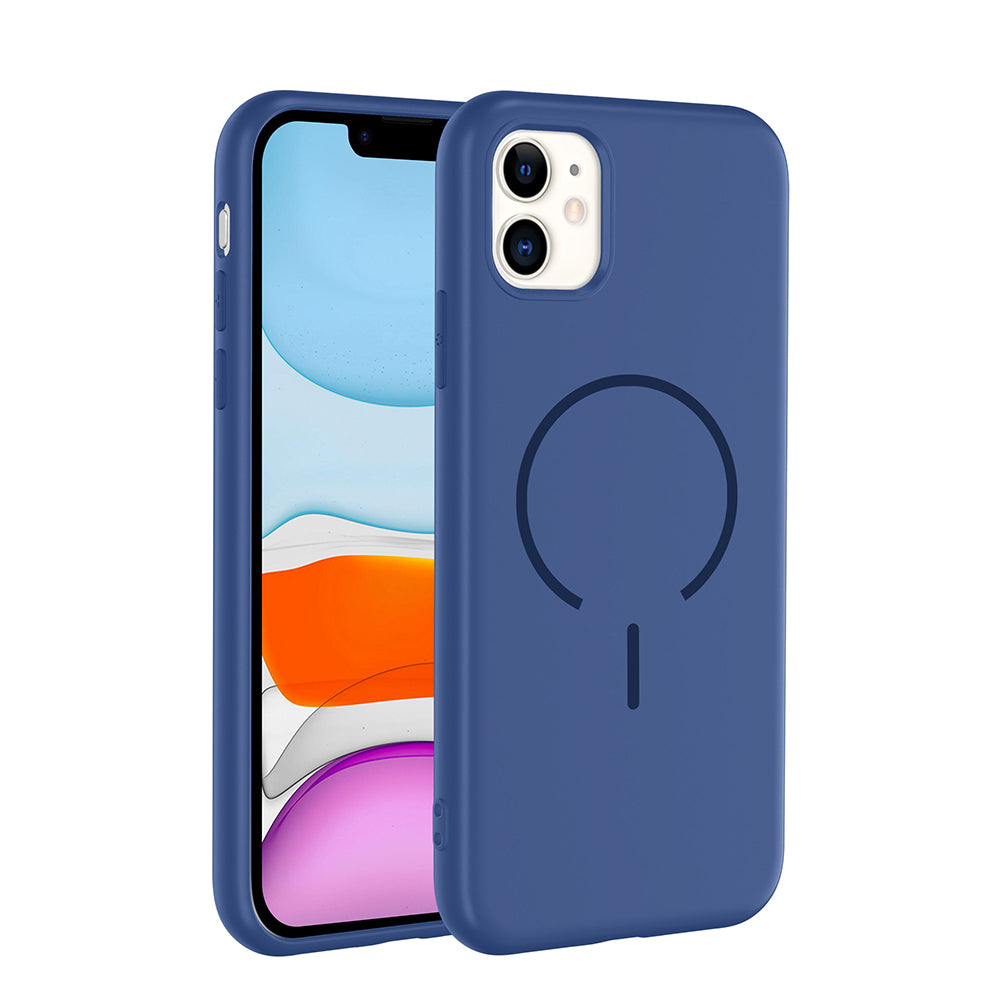 Apple iPhone 11 Kılıf M-safe Şarj Özellikli Zore Meta Kapak Titanyum-Gri