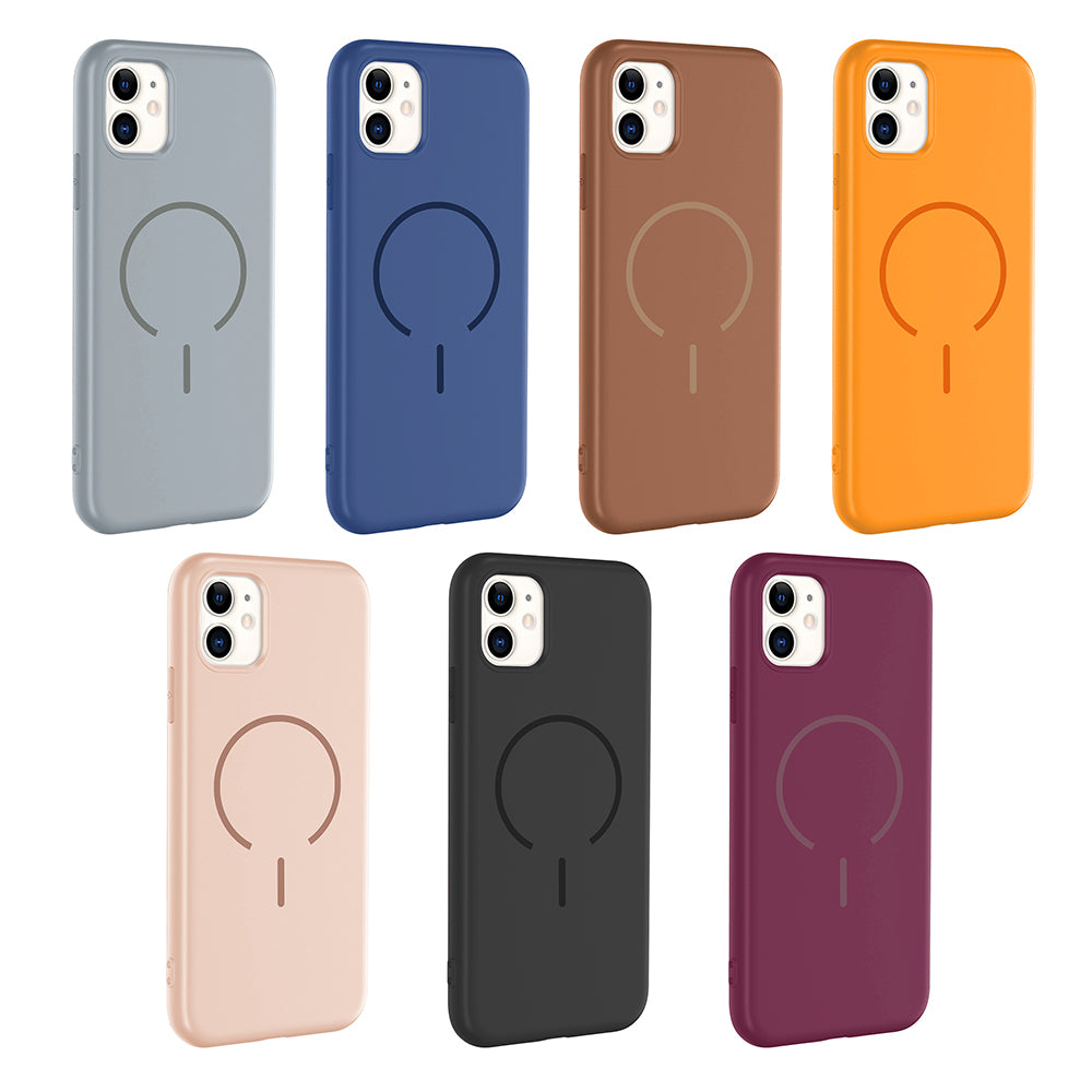 Apple iPhone 11 Kılıf M-safe Şarj Özellikli Zore Meta Kapak Titanyum-Gri