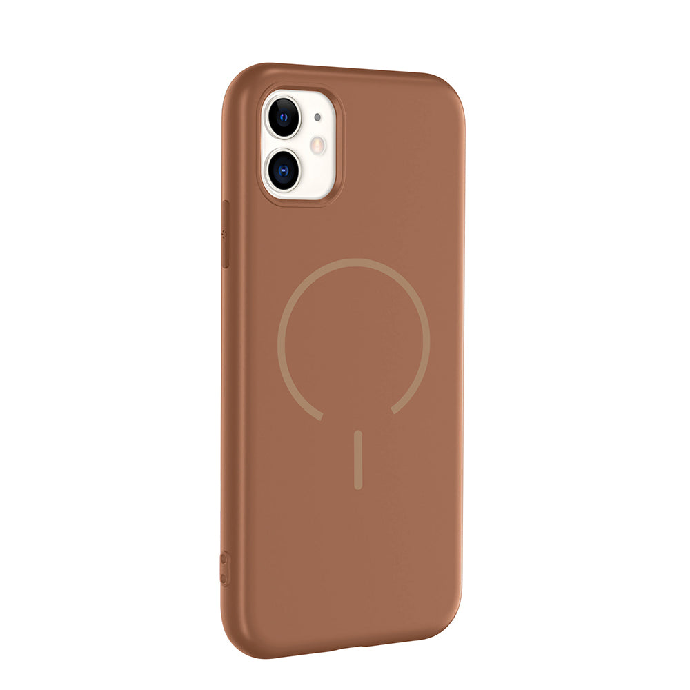 Apple iPhone 11 Kılıf M-safe Şarj Özellikli Zore Meta Kapak Titanyum-Gri