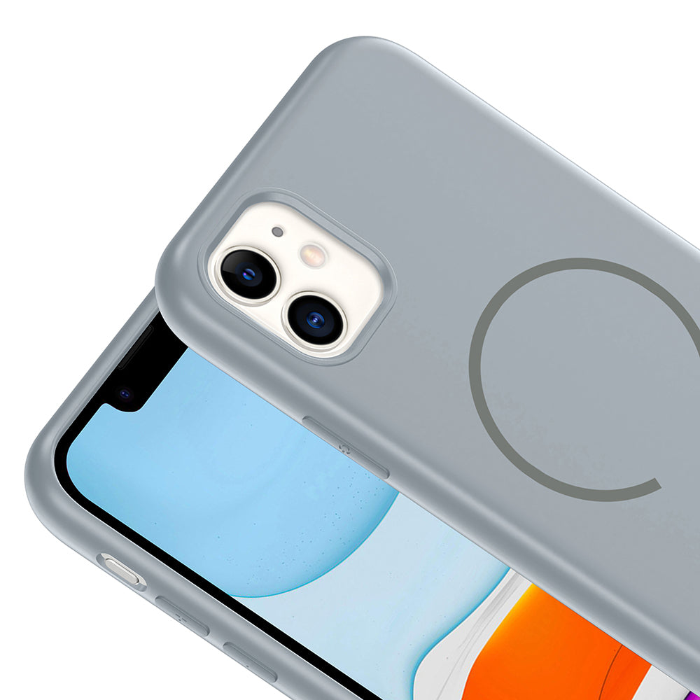 Apple iPhone 11 Kılıf M-safe Şarj Özellikli Zore Meta Kapak Titanyum-Gri