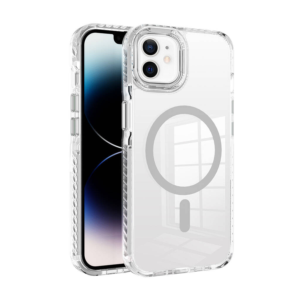 Apple iPhone 11 Kılıf M-safe Şarj Özellikli Airbagli Takılabilir Askı Aparatlı Zore Nana Kapak Gri