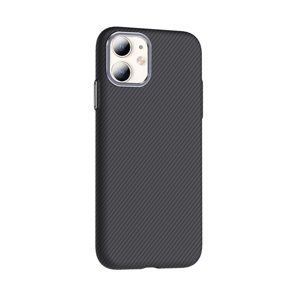 Apple iPhone 11 Kılıf M-safe Şarj Özellikli Karbon Fiber Görünümlü Zore Gros Kapak Desert Titanyum