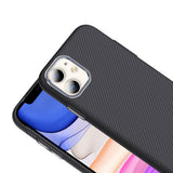 Apple iPhone 11 Kılıf M-safe Şarj Özellikli Karbon Fiber Görünümlü Zore Gros Kapak Gri-Siyah