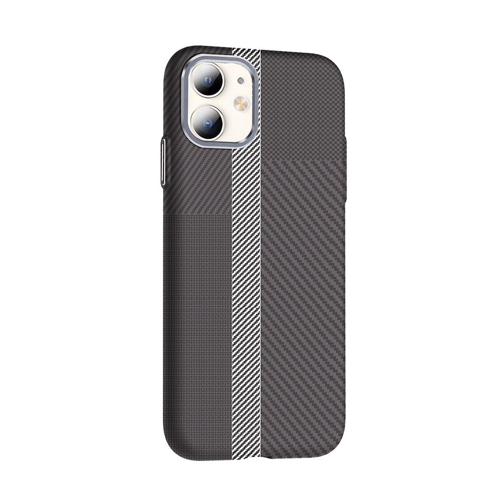 Apple iPhone 11 Kılıf M-safe Şarj Özellikli Karbon Fiber Görünümlü Zore Gros Kapak Desert Titanyum