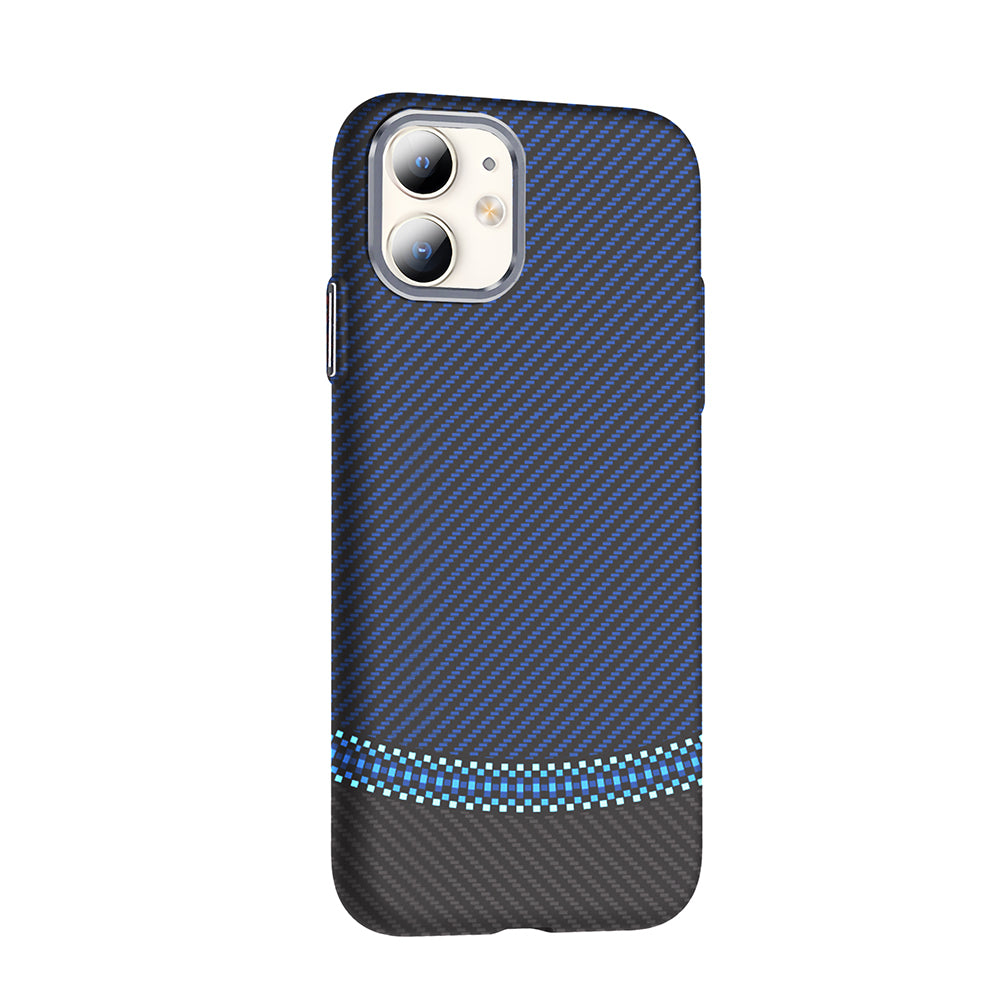 Apple iPhone 11 Kılıf M-safe Şarj Özellikli Karbon Fiber Görünümlü Zore Gros Kapak Desert Titanyum