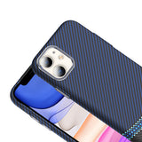 Apple iPhone 11 Kılıf M-safe Şarj Özellikli Karbon Fiber Görünümlü Zore Gros Kapak Siyah-Lacivert