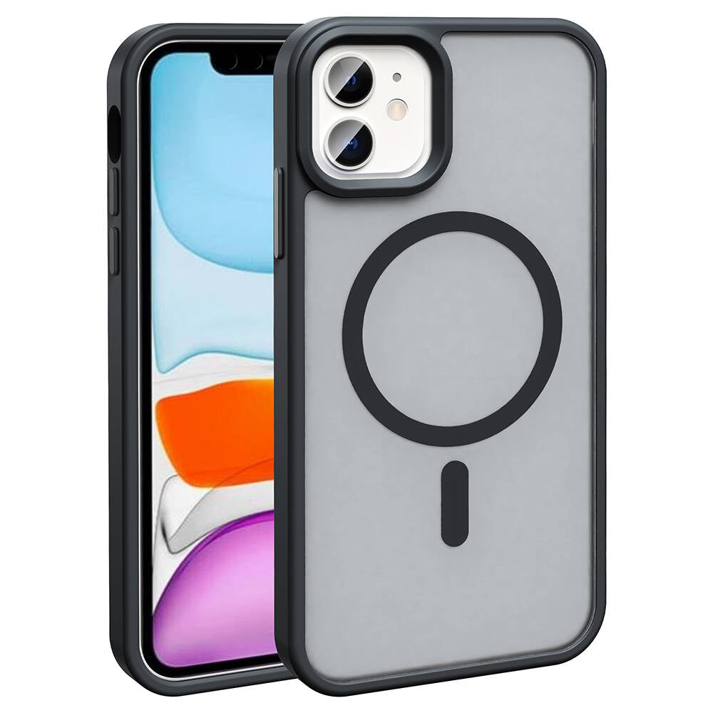 Apple iPhone 11 Kılıf M-safe Şarj Özellikli Mat Arka Yüzey Zore Sio Kapak Siyah