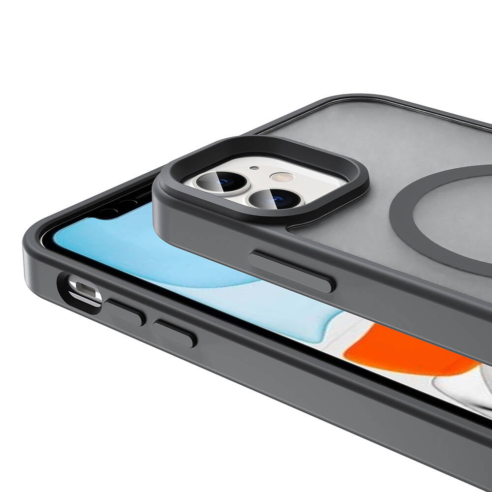 Apple iPhone 11 Kılıf M-safe Şarj Özellikli Mat Arka Yüzey Zore Sio Kapak Siyah