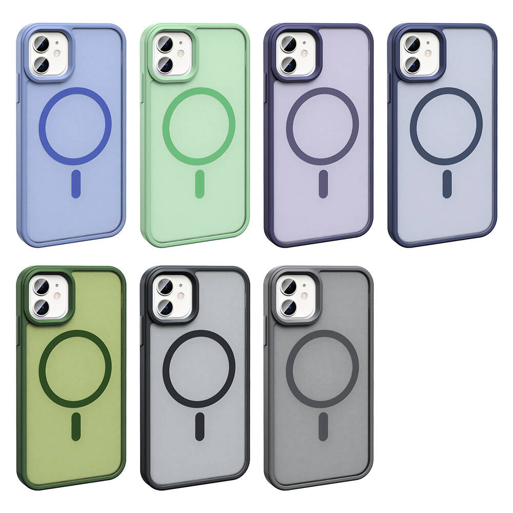 Apple iPhone 11 Kılıf M-safe Şarj Özellikli Mat Arka Yüzey Zore Sio Kapak Koyu Yeşil