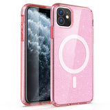 Apple iPhone 11 Kılıf M-safe Şarj Özellikli Parlayan Simli Saydam Renkli Zore Allstar Kapak Pembe