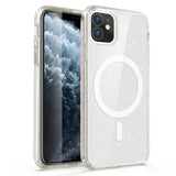Apple iPhone 11 Kılıf M-safe Şarj Özellikli Parlayan Simli Saydam Renkli Zore Allstar Kapak Mor