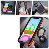 Apple iPhone 11 Kılıf M-safe Şarj Özellikli Renkli Kenar Airbag Şeritli Zore Lamer Kapak Turuncu