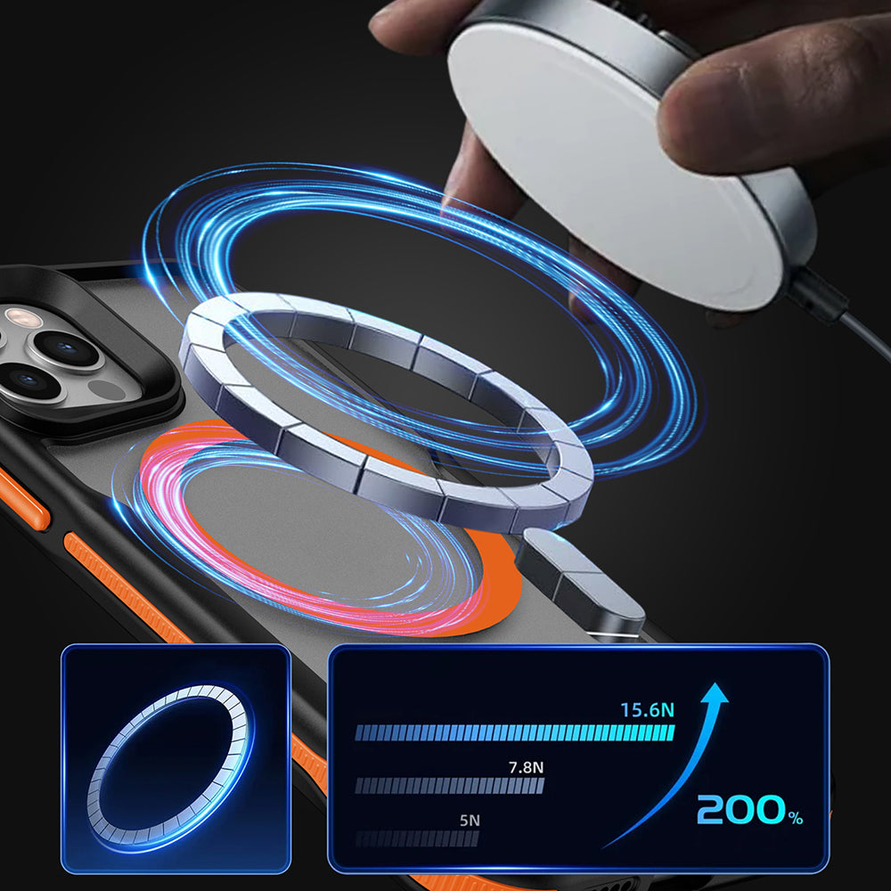 Apple iPhone 11 Kılıf M-safe Şarj Özellikli Renkli Kenar Airbag Şeritli Zore Lamer Kapak Siyah