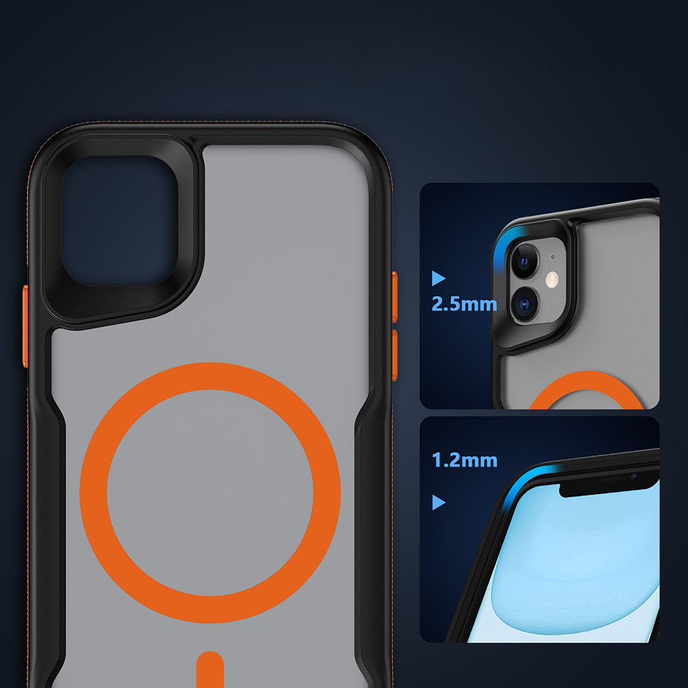 Apple iPhone 11 Kılıf M-safe Şarj Özellikli Renkli Kenar Airbag Şeritli Zore Lamer Kapak Siyah