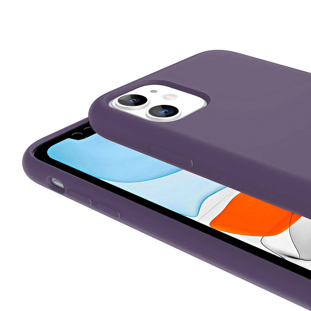 Apple iPhone 11 Kılıf M-safe Şarj Özellikli Sıvı Teknolojili Silinebilir Sert Zore Kivi Kapak Derin Mor