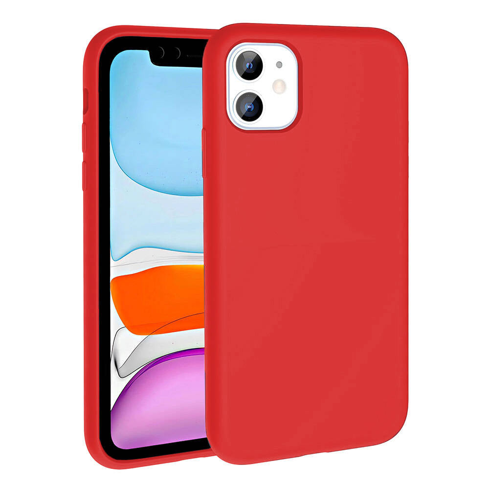Apple iPhone 11 Kılıf M-safe Şarj Özellikli Sıvı Teknolojili Silinebilir Sert Zore Kivi Kapak Kırmızı