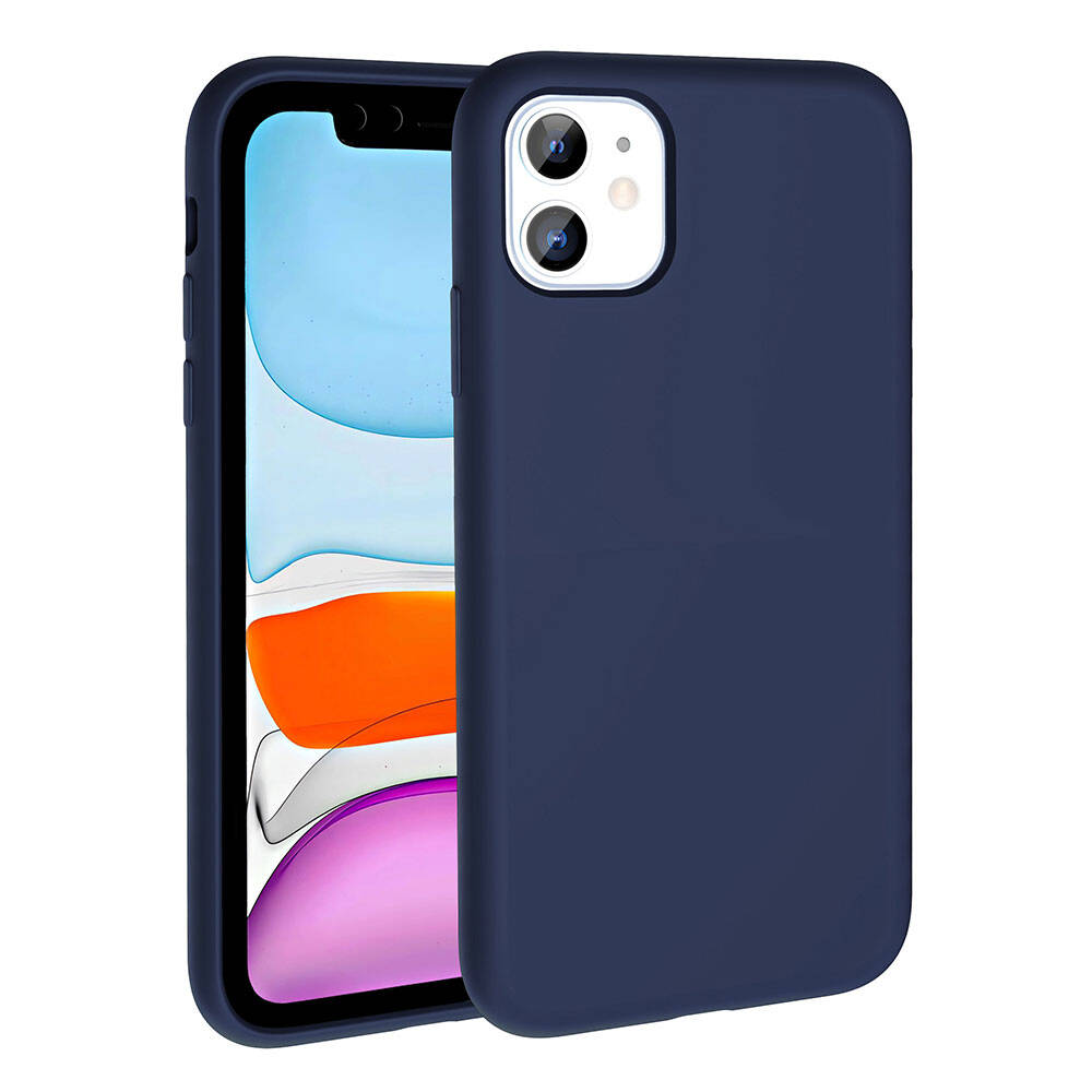 Apple iPhone 11 Kılıf M-safe Şarj Özellikli Sıvı Teknolojili Silinebilir Sert Zore Kivi Kapak Lacivert