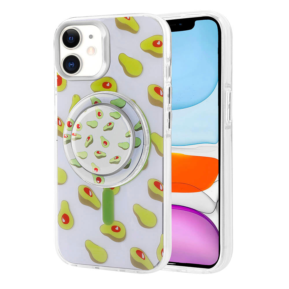 Apple iPhone 11 Kılıf M-safe Şarj Özellikli Tak-Çıkar Pop Soketli Zore Tiktok Kapak Pembe Koyu