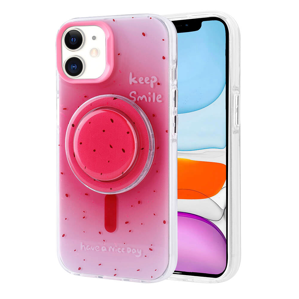 Apple iPhone 11 Kılıf M-safe Şarj Özellikli Tak-Çıkar Pop Soketli Zore Tiktok Kapak Turuncu