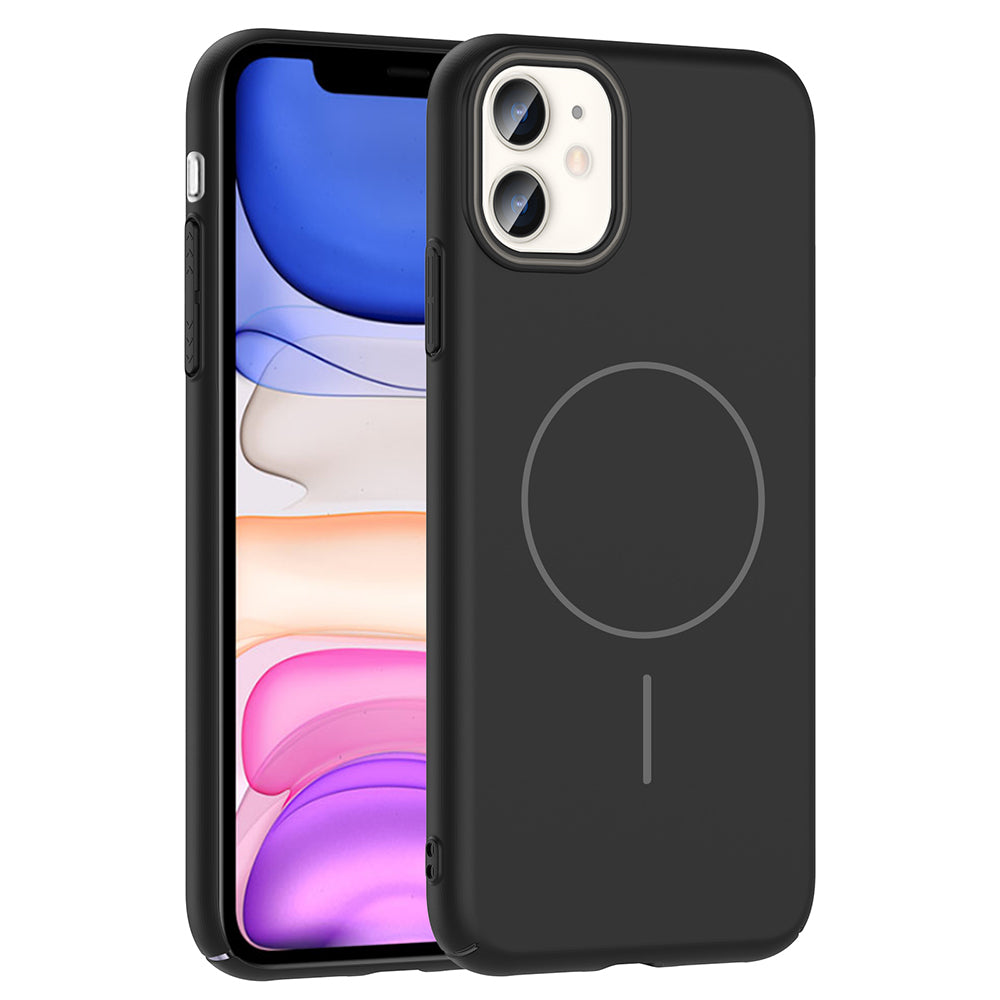 Apple iPhone 11 Kılıf M-safe Şarj Özellikli Zore Ruby Sert Kapak Mürdüm