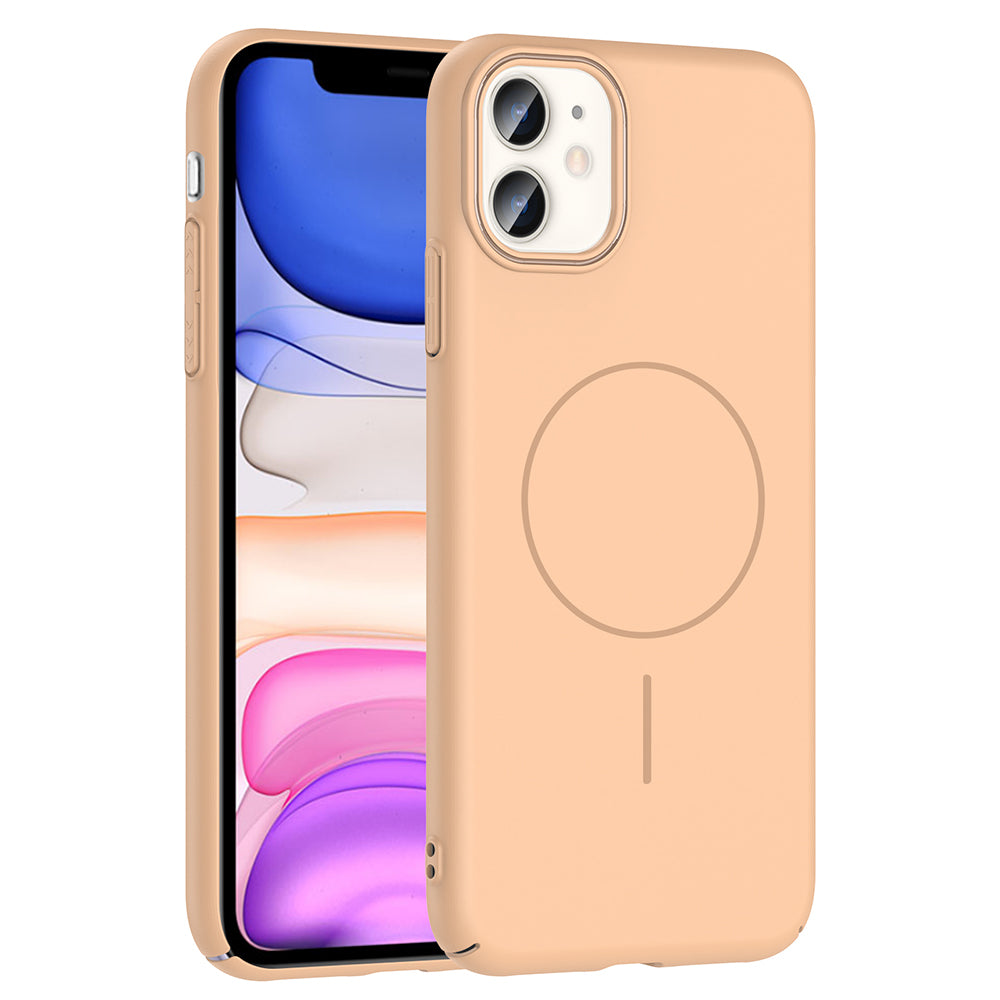 Apple iPhone 11 Kılıf M-safe Şarj Özellikli Zore Ruby Sert Kapak Desert Titanyum