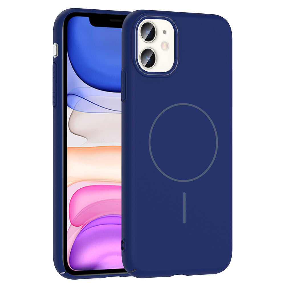 Apple iPhone 11 Kılıf M-safe Şarj Özellikli Zore Ruby Sert Kapak Lacivert