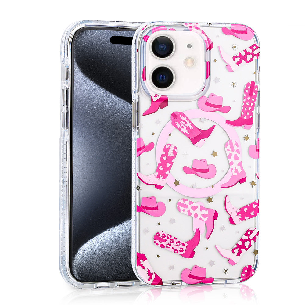 Apple iPhone 11 Kılıf M-safe Şarj Özellikli Zore Stilo Kapak Pembe-Mavi