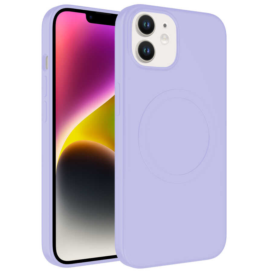 Apple iPhone 11 Kılıf M-safe Wireless Şarj Özellikli Pastel Renk Silikon Zore Plas Kapak Lila