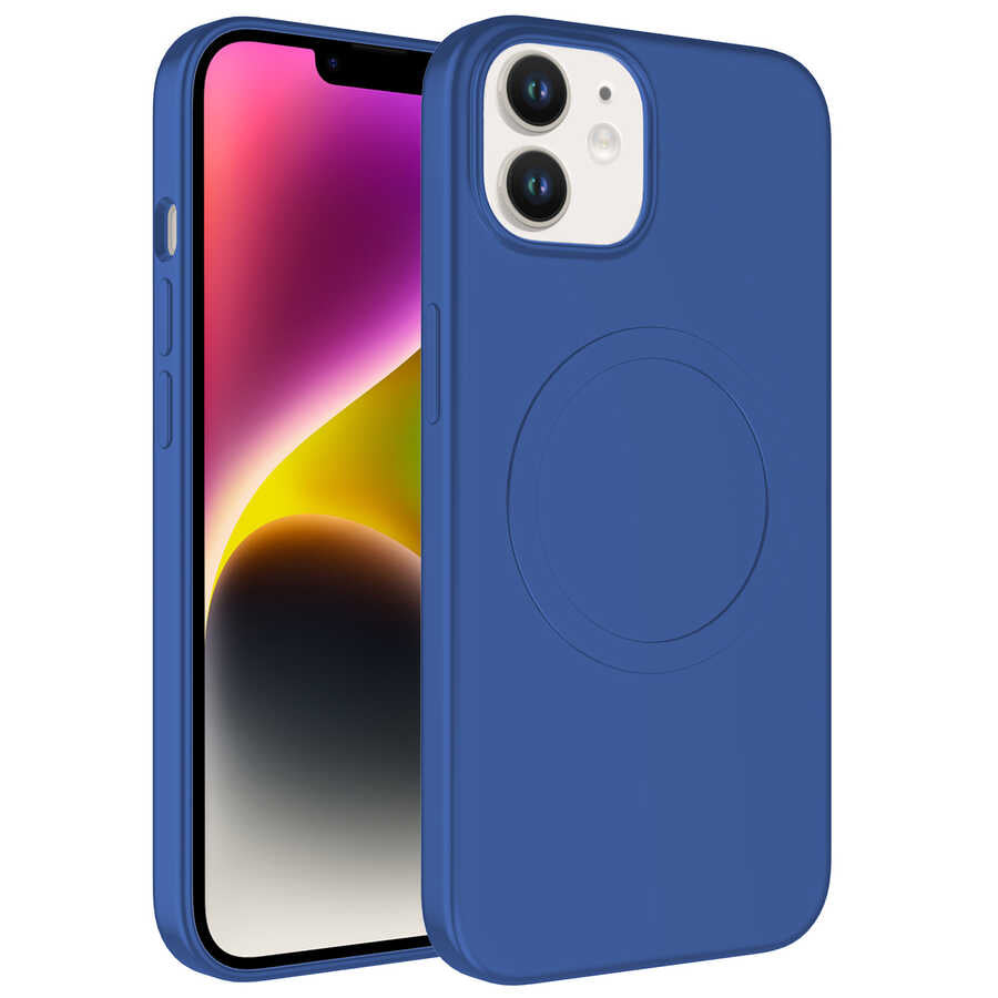 Apple iPhone 11 Kılıf M-safe Wireless Şarj Özellikli Pastel Renk Silikon Zore Plas Kapak Pembe Açık