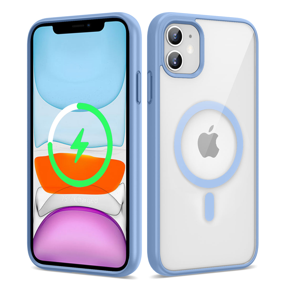 Apple iPhone 11 Kılıf M-safe Wireless Şarj Özellikli Silikon Zore Ege Kapak Mavi Açık