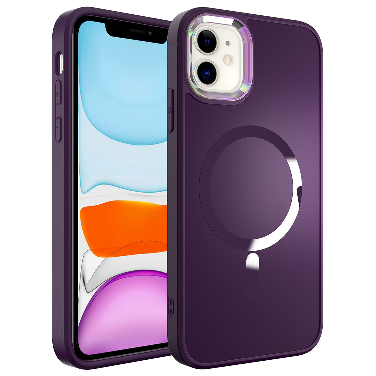 Apple iPhone 11 Kılıf M-safe Wireless Şarj Özellikli Zore Stil Kapak Derin Mor