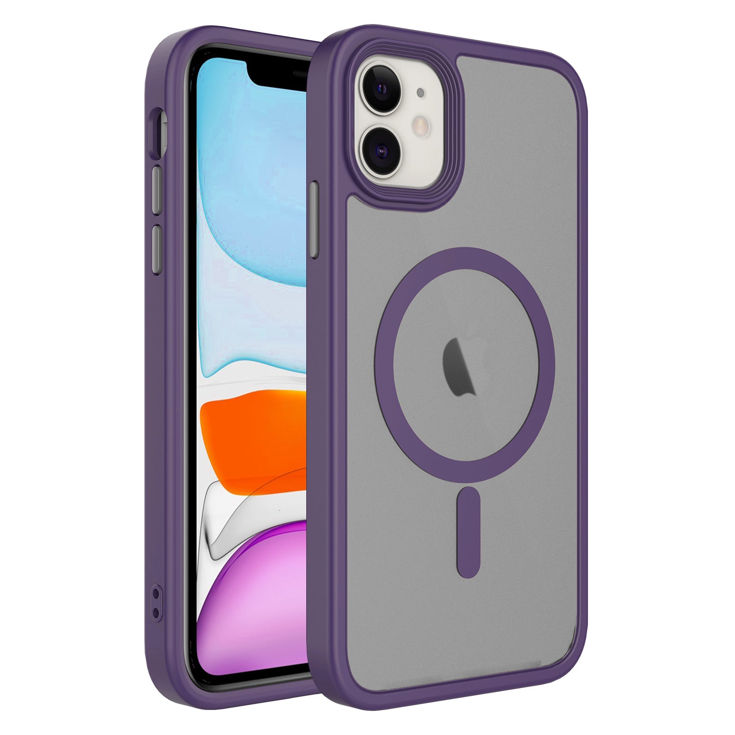 Apple iPhone 11 Kılıf Mat Arka Yüzey Wireless Şarj Özellikli Zore Flet M-safe Kapak Derin Mor